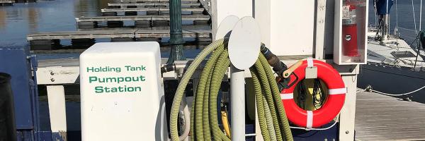 Gaines Marina, Rouses Point, NY. Photo: Katherine Helmer Sewage pumpout station at marina on Lake Champlain